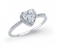 925 Sterling Silver CZ Heart Ring With CZ Shoulders