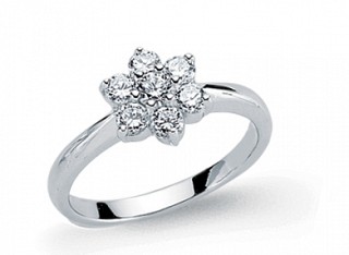 925 Sterling Silver CZ Flower Fashion Ring