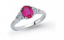 925 Sterling Silver Ruby Solitaire Ring With CZ Accents