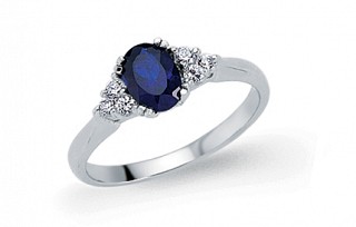 925 Sterling Silver Sapphire Solitaire Ring With CZ Accents