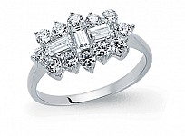 925 Sterling Silver Cubic Zirconia Cluster Boat Ring