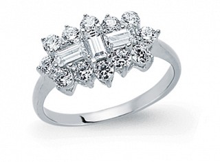 925 Sterling Silver Cubic Zirconia Cluster Boat Ring