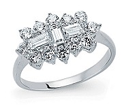925 Sterling Silver Cubic Zirconia Cluster Boat Ring