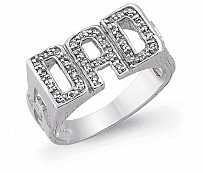 925 Sterling Silver Gents CZ 'DAD' Ring With Curb Sides
