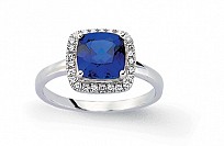 925 Sterling Silver CZ Sapphire Princess Cut Engagement Ring