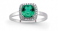 925 Sterling Silver CZ Emerald Princess Cut Engagement Ring