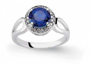 925 Sterling Silver Cubic Zirconia Sapphire Rounds Engagement Ring