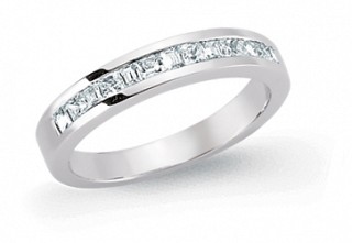 925 Sterling Silver Half Eternity Baguette & Princess CZ Ring