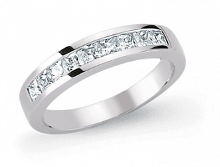 925 Sterling Silver Half Eternity Princess CZ Ring