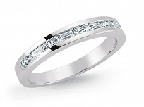 925 Sterling Silver CZ Round & Baguette Half Eternity Ring