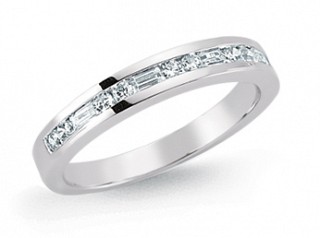 925 Sterling Silver CZ Round & Baguette Half Eternity Ring