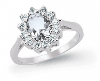 925 Sterling Silver Rhodium Plated White Cubic Zirconia Ring