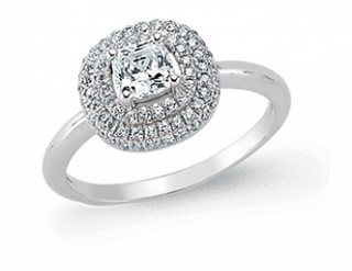925 Sterling Silver Cubic Zirconia Cushion Cut Micro Pave Ring