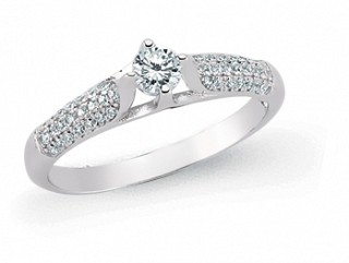 925 Sterling Silver CZ Micro Pave Ladies Ring With Pave Shoulders