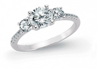 925 Sterling Silver CZ Micro Pave 3 Stone Ladies Ring