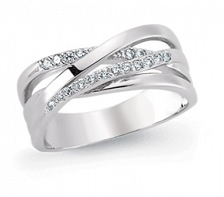 925 Sterling Silver CZ Twist Design Dress Ring