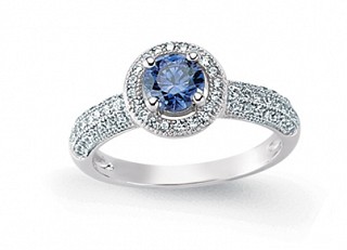 925 Sterling Silver Cubic Zirconia Micro Pave Round Tanzanite Ring