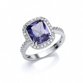 MICRO PAVE CZ WHT/ TANZANITE RING