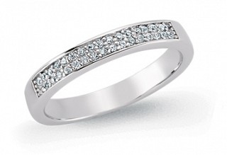 925 Sterling Silver Double Row CZ Half Eternity Ring