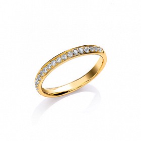 925 Sterling Silver CZ Half Eternity Ring Gold Plated