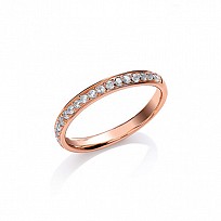 925 Sterling Silver CZ Half Eternity Ring Rose Plated
