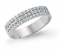 925 Sterling Silver CZ Set 3 Row Half Eternity Ring