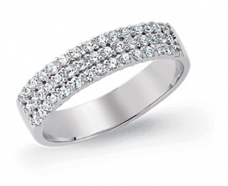 925 Sterling Silver CZ Set 3 Row Half Eternity Ring