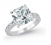 925 Sterling Silver CZ Solitaire Cushion Ring