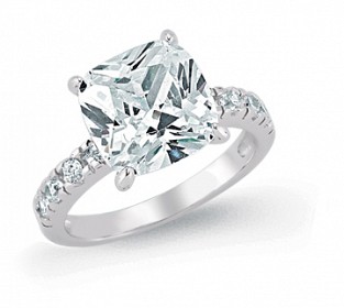 925 Sterling Silver CZ Solitaire Cushion Ring