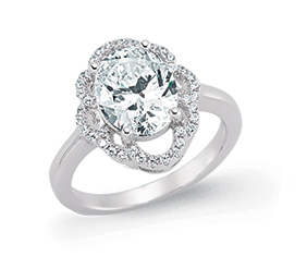 925 Sterling Silver CZ Micro Pave Flower Fashion Ring