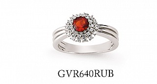 925 Sterling Silver Cubic Zirconia Ruby Cluster Ring