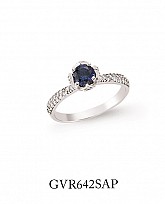 925 Sterling Silver Cubic Zirconia Single Stone Sapphire Micro Pave Ring