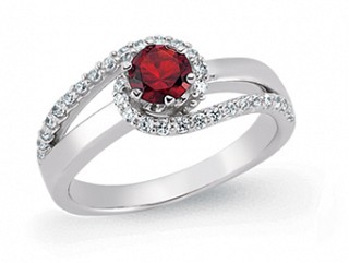 925 Sterling Silver Rhodium Plated Cubic Zirconia Ruby Micro Pave Ring