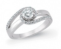 925 Sterling Silver Rhodium Plated Cubic Zirconia White Micro Pave Ring