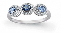 925 Sterling Silver Cubic Zirconia Tanzanite Trilogy Ring