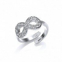 925 Sterling Silver rhodium plate cz infinity ring