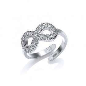 925 Sterling Silver rhodium plate cz infinity ring