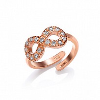 925 Sterling Silver rose gold plate cz infinity ring