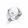 925 Sterling Silver Gents Signet Ring with Single Cubic Zirconia Stone