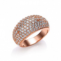 925 Sterling Silver CZ Rose Gold Plated Cluster Ring