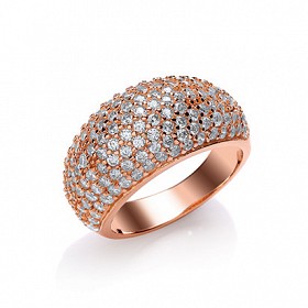 925 Sterling Silver CZ Rose Gold Plated Cluster Ring
