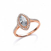 Silver CZ rose Gold Plated Marquise Ring