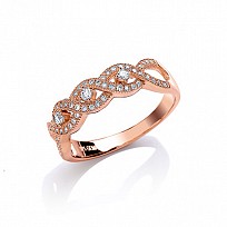 925 Silver CZ Rose Gold PLated Ring