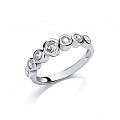 925 Silver Half Eternity Bezel Set CZ Rhodium Plated Ring