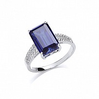 CZ Sapphire Sapphire Cut Engagement Ring