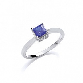 925 Sterling Silver CZ Fancy Solitaire Ring