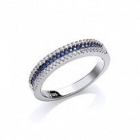 925 Sterling Silver CZ & Sapphire Half Eternity Ring