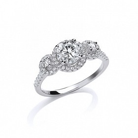 925 Sterling Silver CZ Fancy Cluster Ring