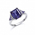 925 Sterling Silver CZ & Synthetic Tanzanite Fancy Dress Ring