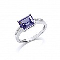 925 Sterling Silver CZ & Synthetic Tanzanite Fancy Dress Ring